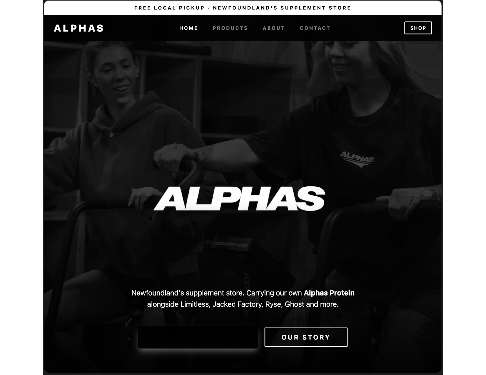 Alphas website screenshot