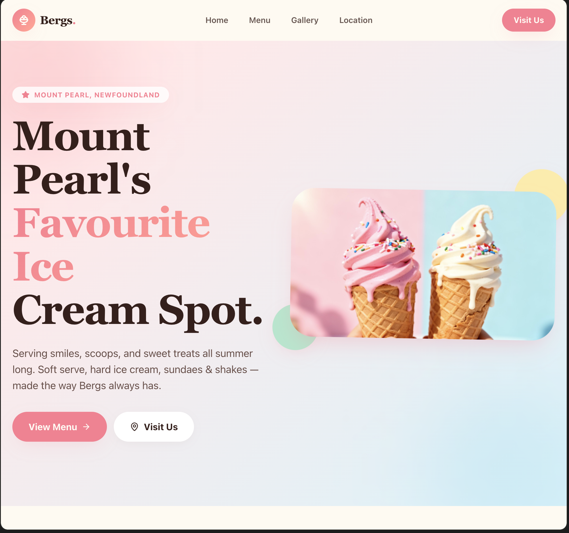 Bergs website screenshot